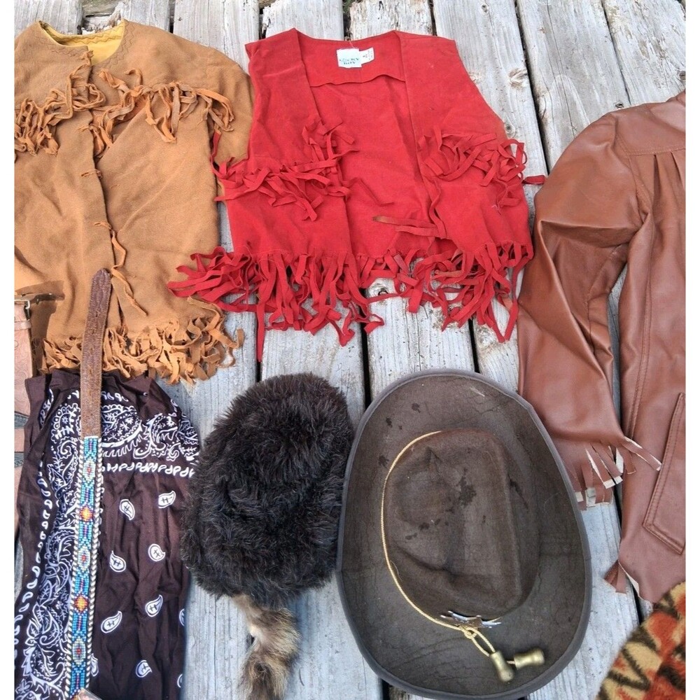 Cowboy Costume Lot Boys 6-8 Vintage Western Outfits,Props, Hats - Picture 2 of 11